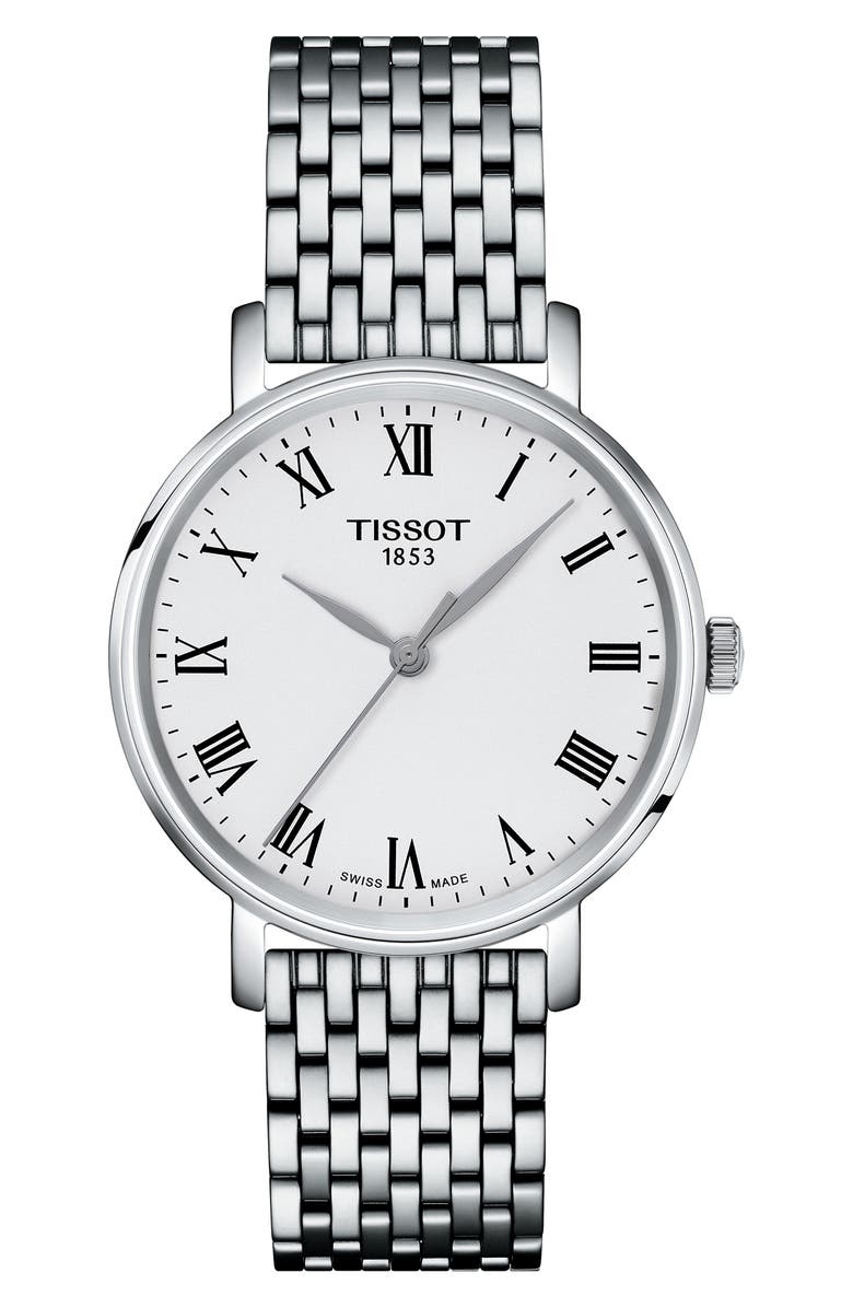Tissot T-Classic Carson Diamond Bracelet Watch, 30mm, Main, color, Silver