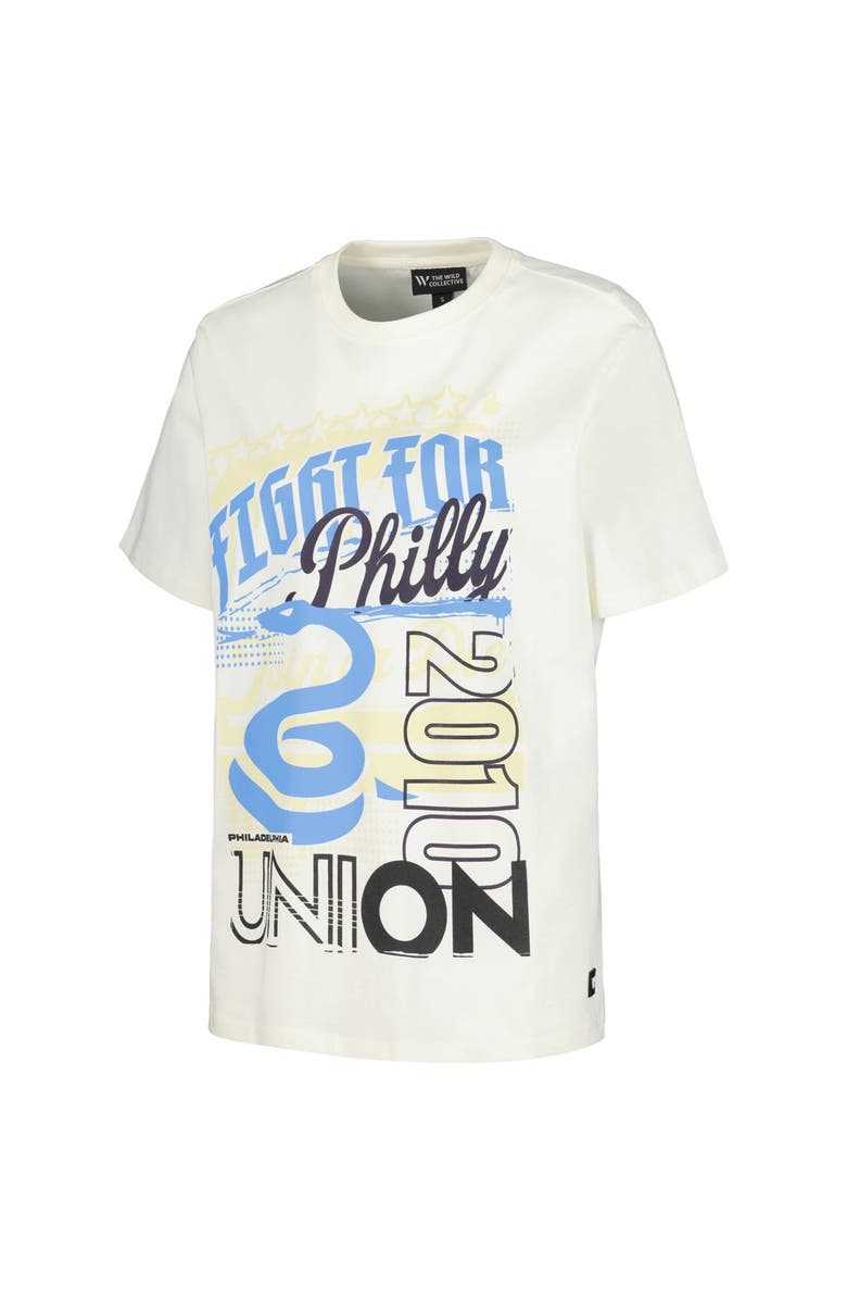 THE WILD COLLECTIVE Women's The Wild Collective Cream Philadelphia Union Oversized Washed T-Shirt, Alternate, color, Cream