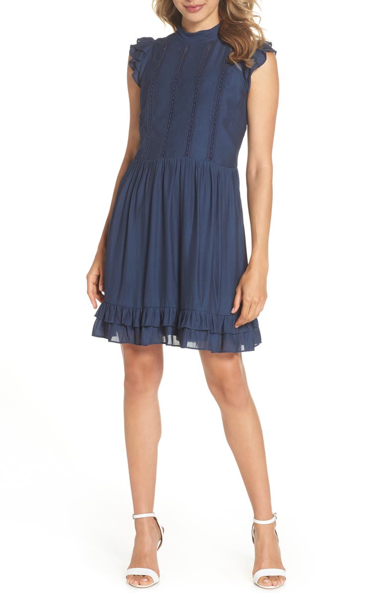 Chelsea28 Embroidered Bodice A-Line Dress, Main, color, 