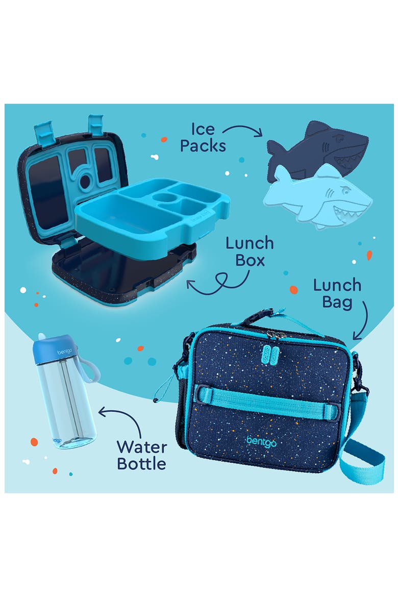 Kids' Print Back to Lunch 5-Piece Set, Alternate, color, BLUE SPECKLE