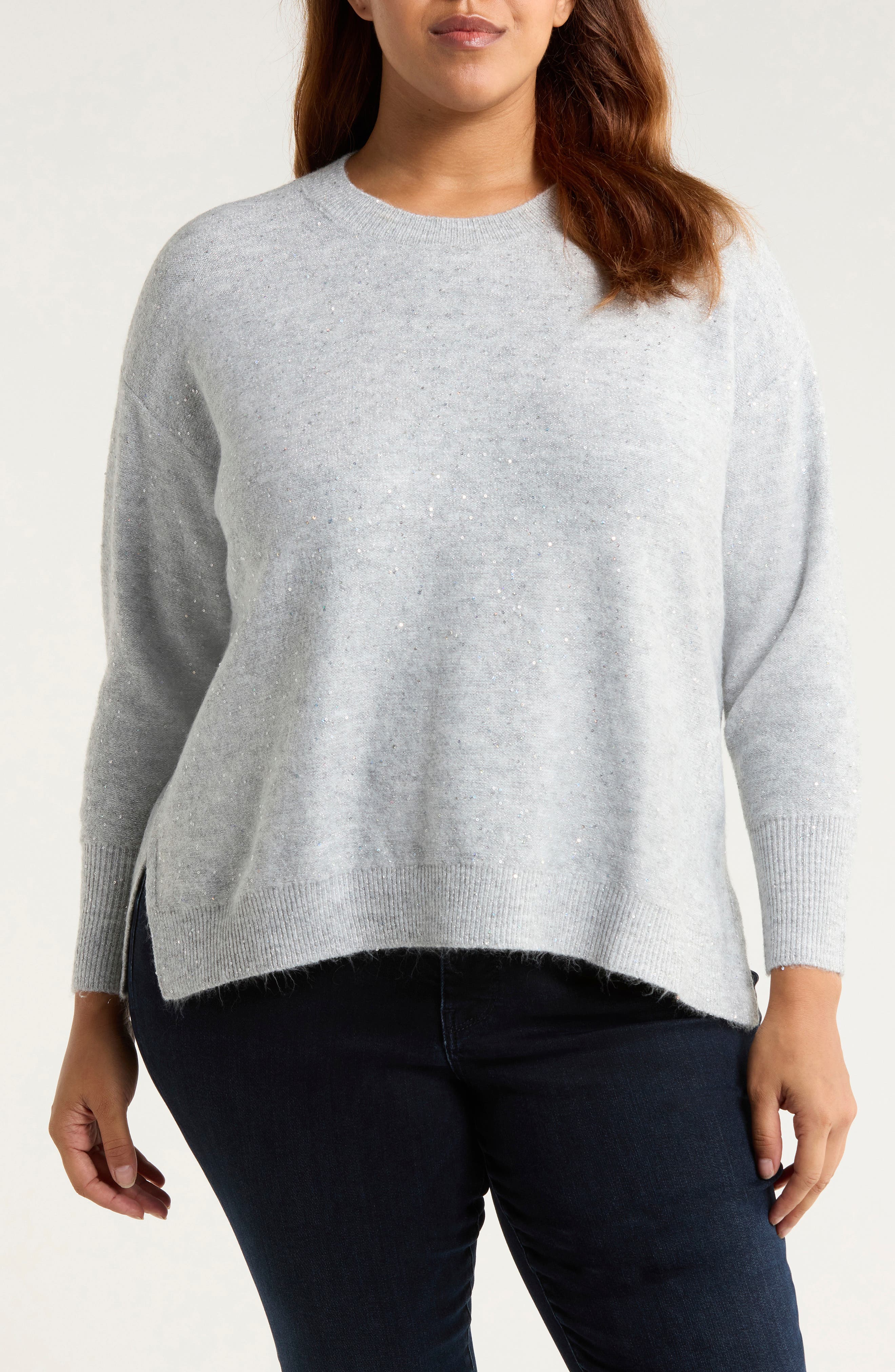 Vince Camuto Sequin Accent Creweck Sweater