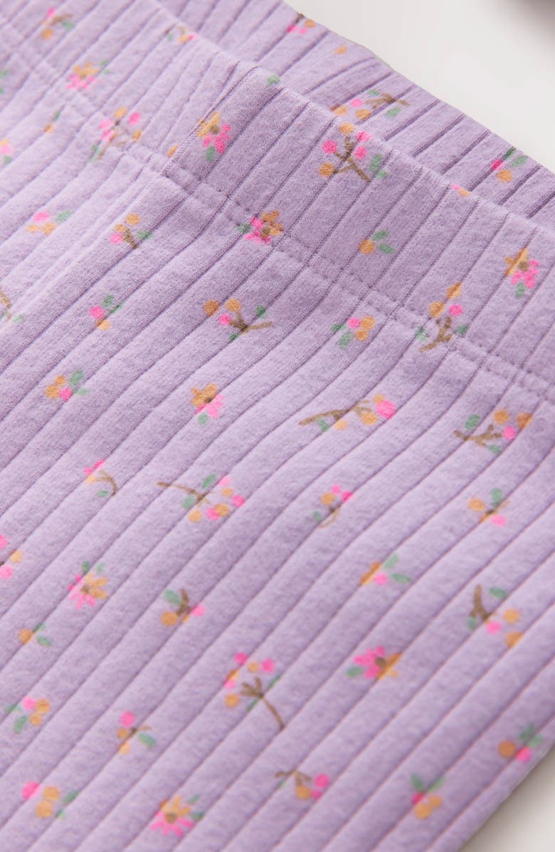 NEXT Kids' Frill Rib Top and Floral Shorts Set, Alternate, color, Purple