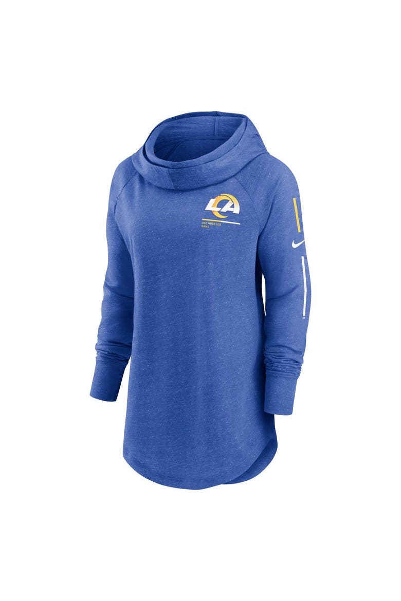 Women's Nike Royal Los Angeles Rams Minimal Statement Lightweight Raglan Funnel Neck Pullover Hoodie, Alternate, color, Royal