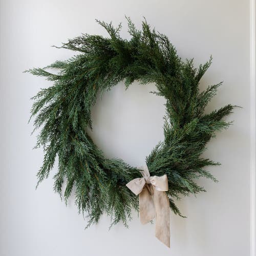 Cg Hunter 30" Faux Evergreen Cedar Wreath In Green