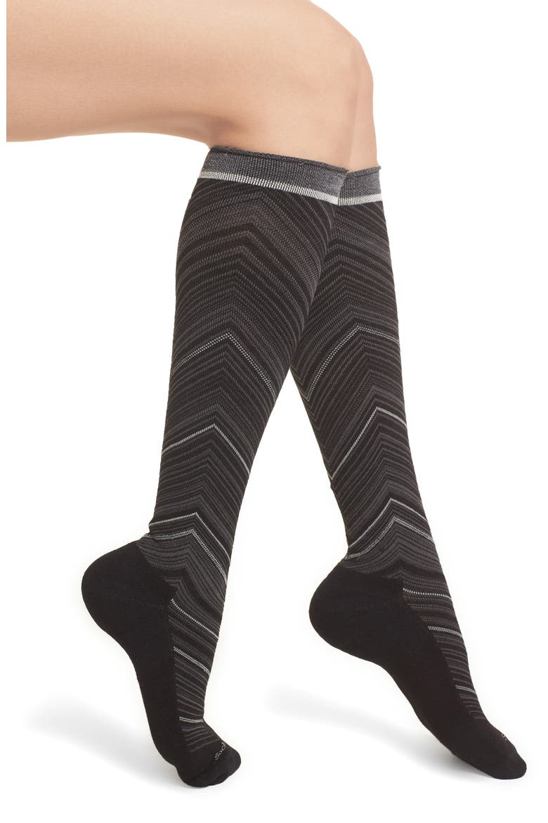 Full Calf Flattery Compression Socks, Main, color, BLACK