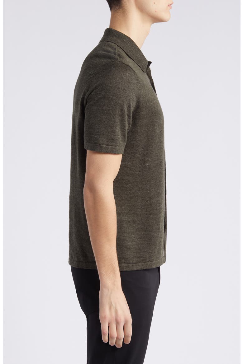 Irving Solid Short Sleeve Linen Button-Up Shirt, Alternate, color, DARK OLIVE