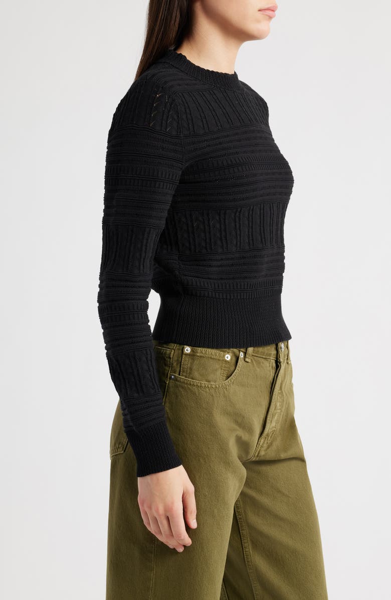 Madewell Cotton Crewneck Sweater, Alternate, color, Black