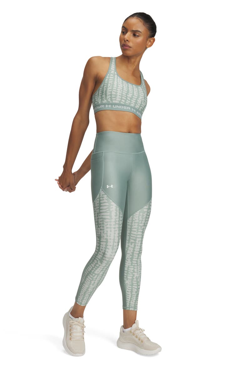 High Waist Print Panel Performance Ankle Leggings, Alternate, color, GRN