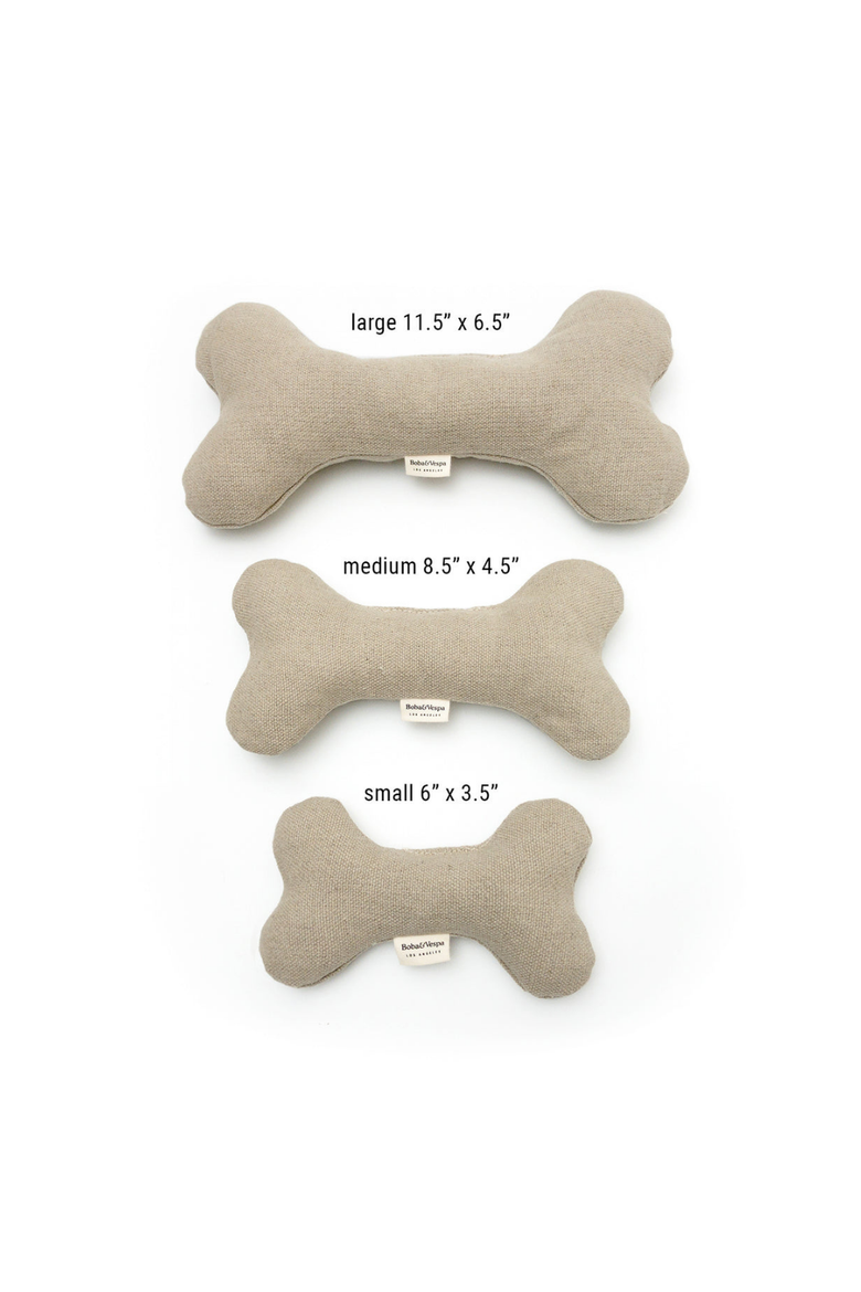 Organic Dog Toy for Gentle Chewers | Plush Hemp & Cotton Dog Bone | USA Made, Alternate, color, Ivory