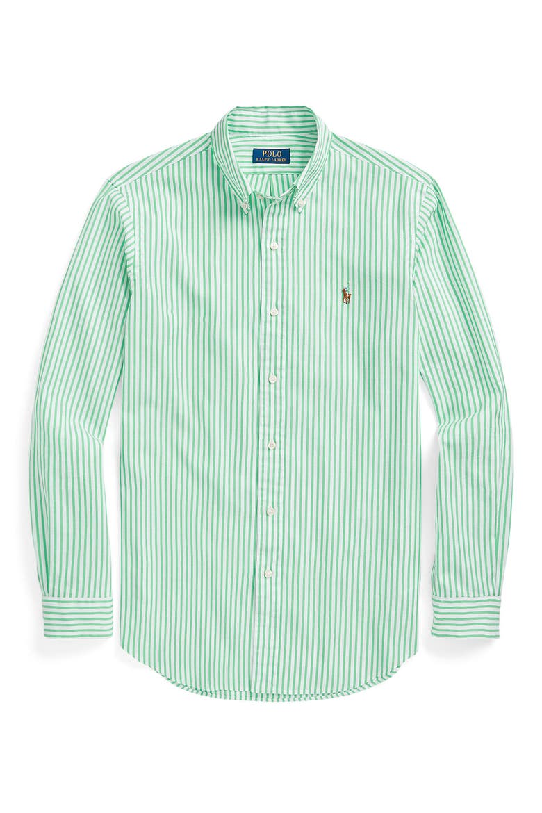 Stripe Stretch Cotton Oxford Button-Down Shirt, Alternate, color, CABO GREEN/ WHITE