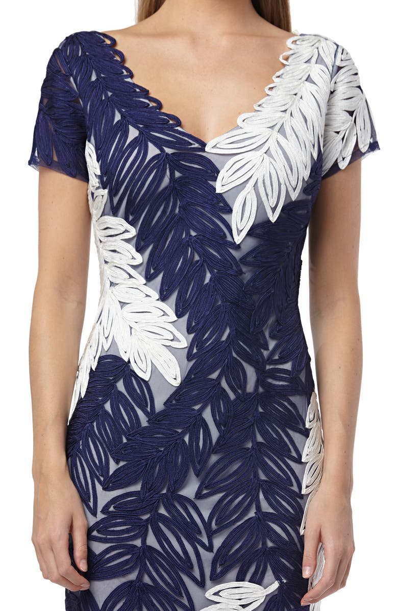 JS Collections Leaf Soutache V-Neck Sheath Dress, Alternate, color,