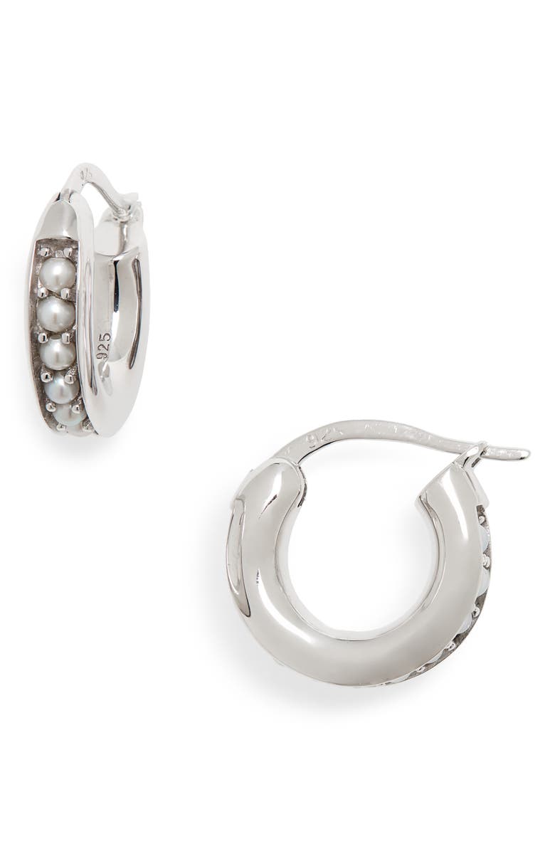 Tom Wood Small Freshwater Pearl Hoop Earrings, Main, color,