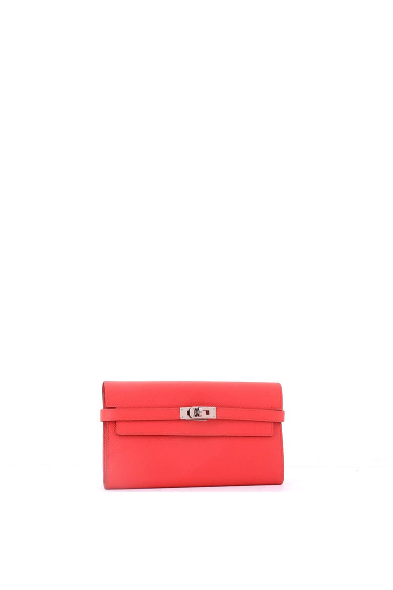 Kelly Wallet Epsom Long, Alternate, color, Rouge Pivoine