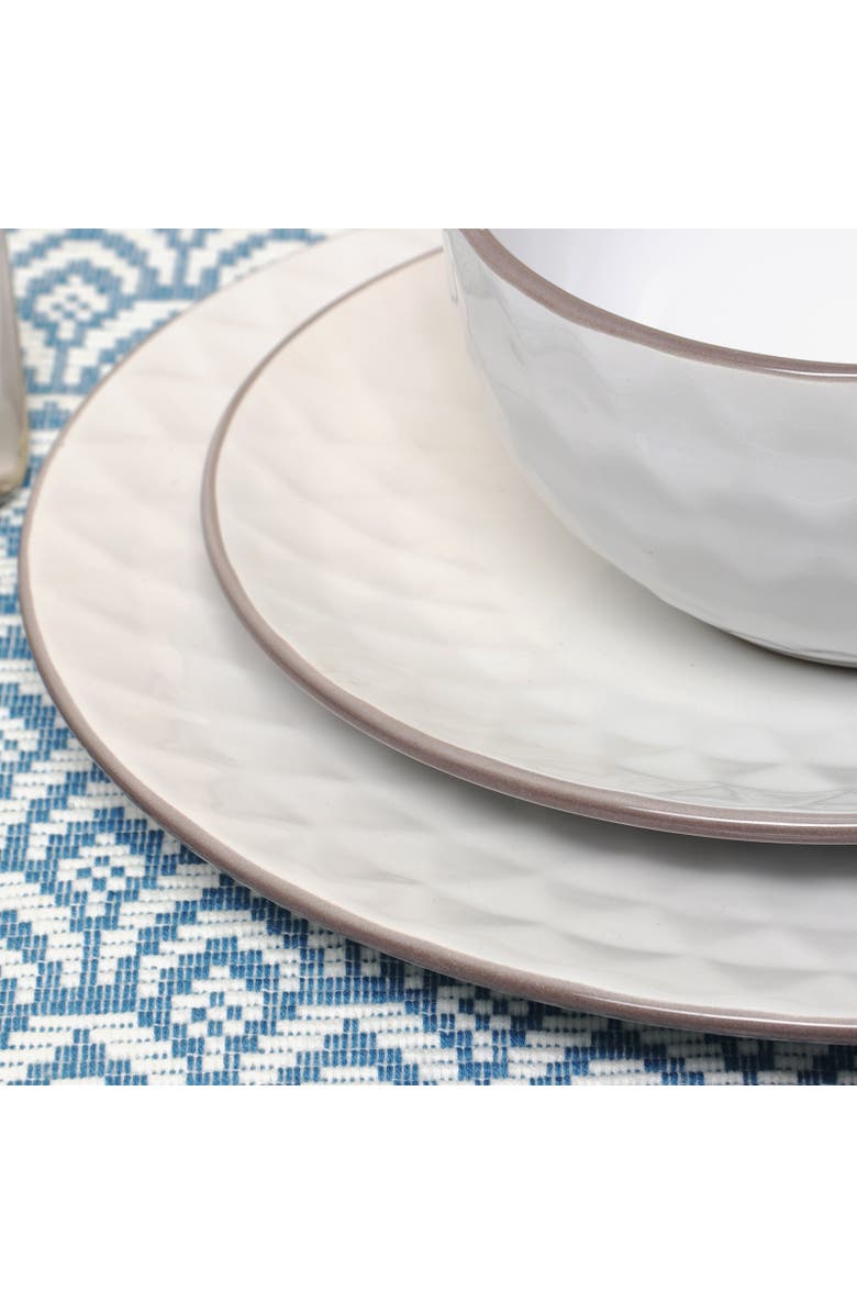 Elama Luxurious Medici Pearl 16 Piece Dinnerware Set with Setting for 4, Alternate, color, White