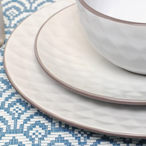 Elama Luxurious Medici Pearl 16 Piece Dinnerware Set With Setting For 4 In White