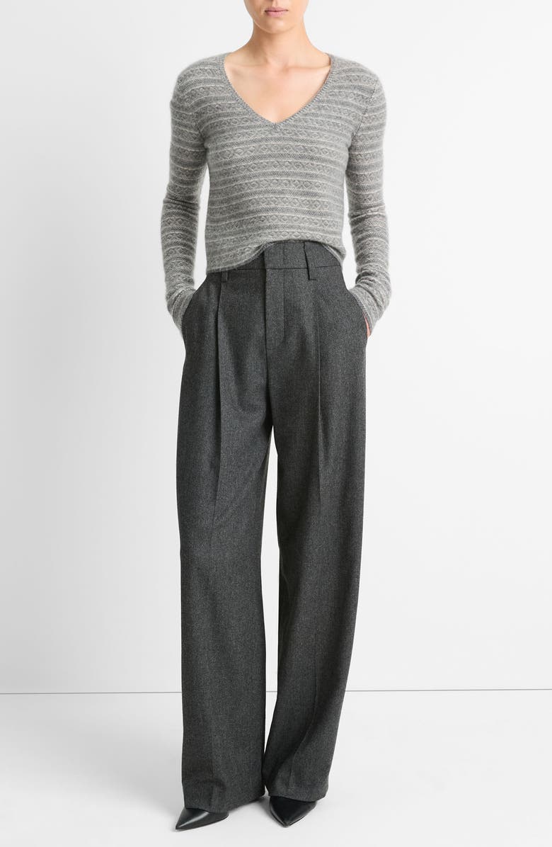 Vince Fair Isle Cashmere V-Neck Sweater, Alternate, color, 