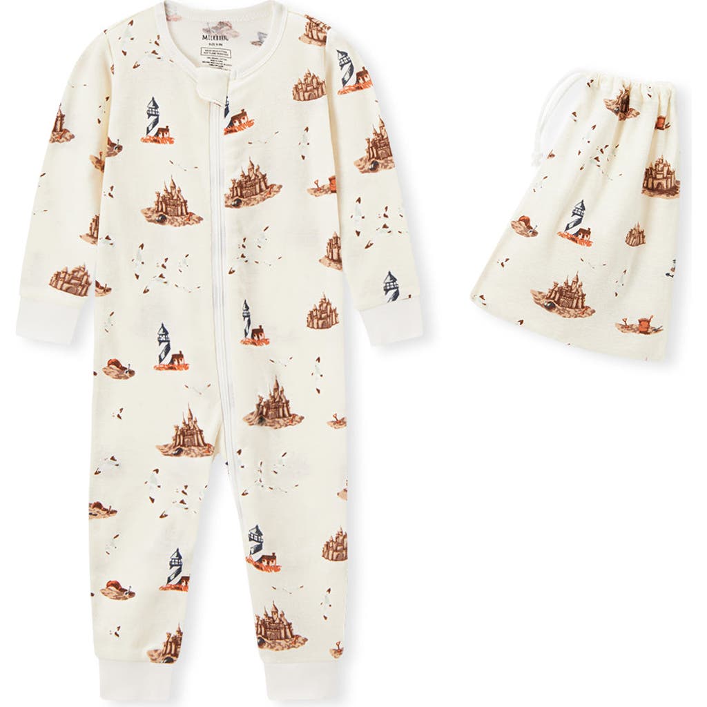 Milkbarn Organic Cotton Zipper Pajama In White