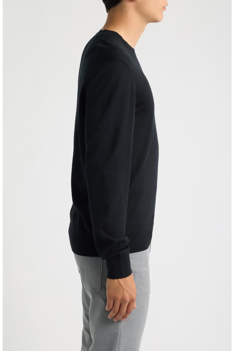 H-Leno Virgin Wool Crewneck Sweater, Alternate, color, BLACK