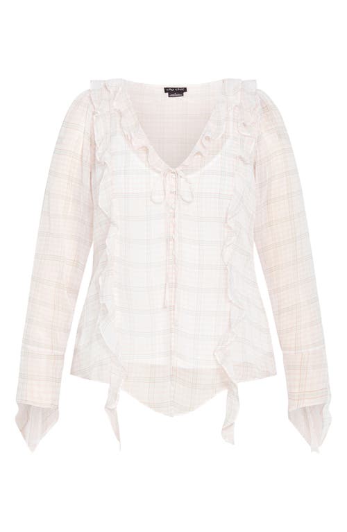 City Chic Sweet Nothings Ruffle Top In White