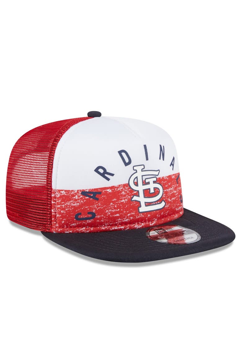 Men's New Era White/Red St. Louis Cardinals Team Foam Front A-Frame Trucker 9FIFTY Snapback Hat, Alternate, color, White