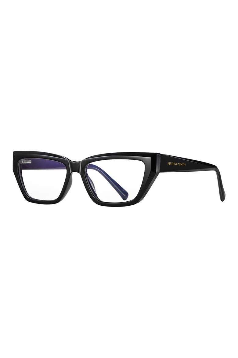 Maya 53mm Geometric Blue Light Blocking Glasses, Alternate, color, BLACK