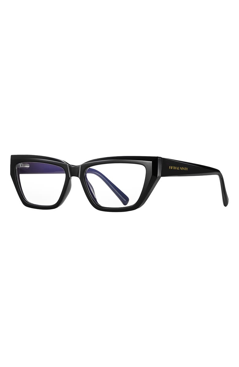 Fifth & Ninth Maya 53mm Geometric Blue Light Blocking Glasses, Alternate, color, Black