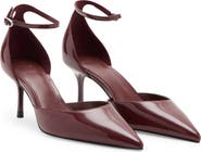 MANGO Faux Leather Pointed Toe Ankle Strap Pump