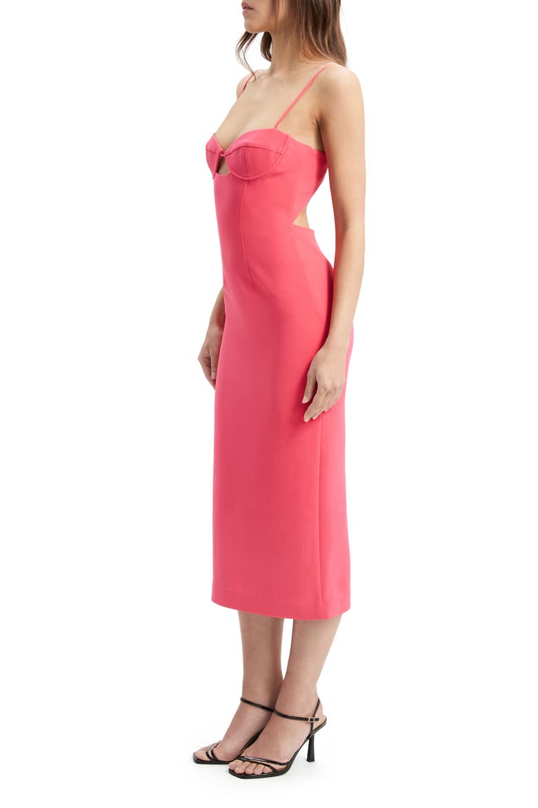 Vienna Cutout Midi Dress, Alternate, color, HOT PINK
