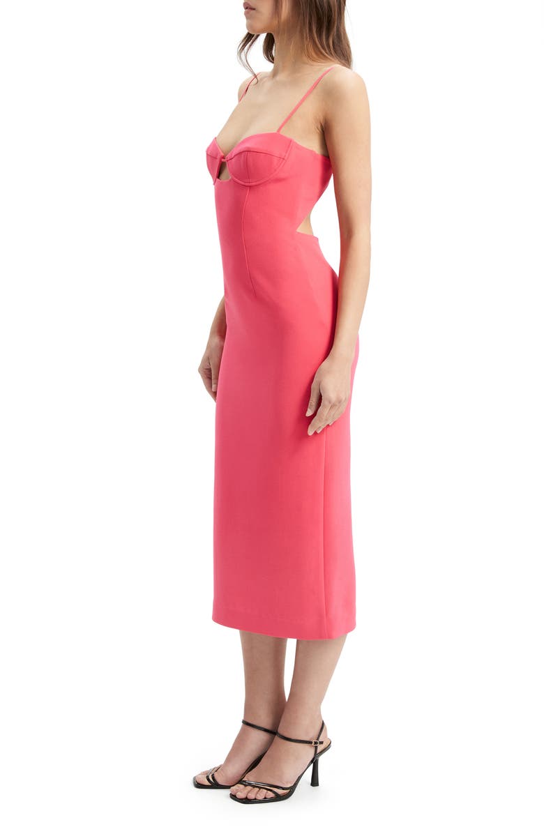 Bardot Vienna Cutout Midi Dress, Alternate, color, Hot Pink
