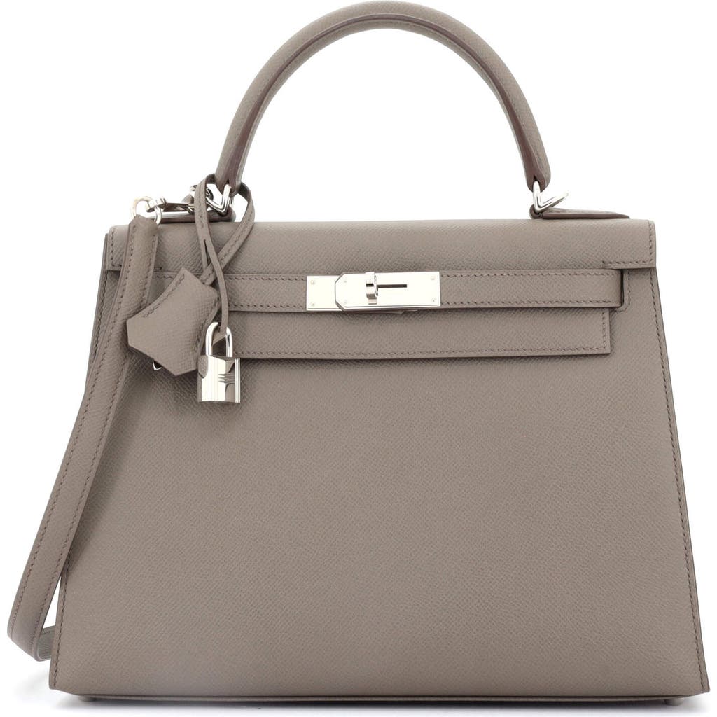 Pre-owned Hermes Hermes Kelly Handbag Grey Epsom With Palladium Hardware 28 In Gray