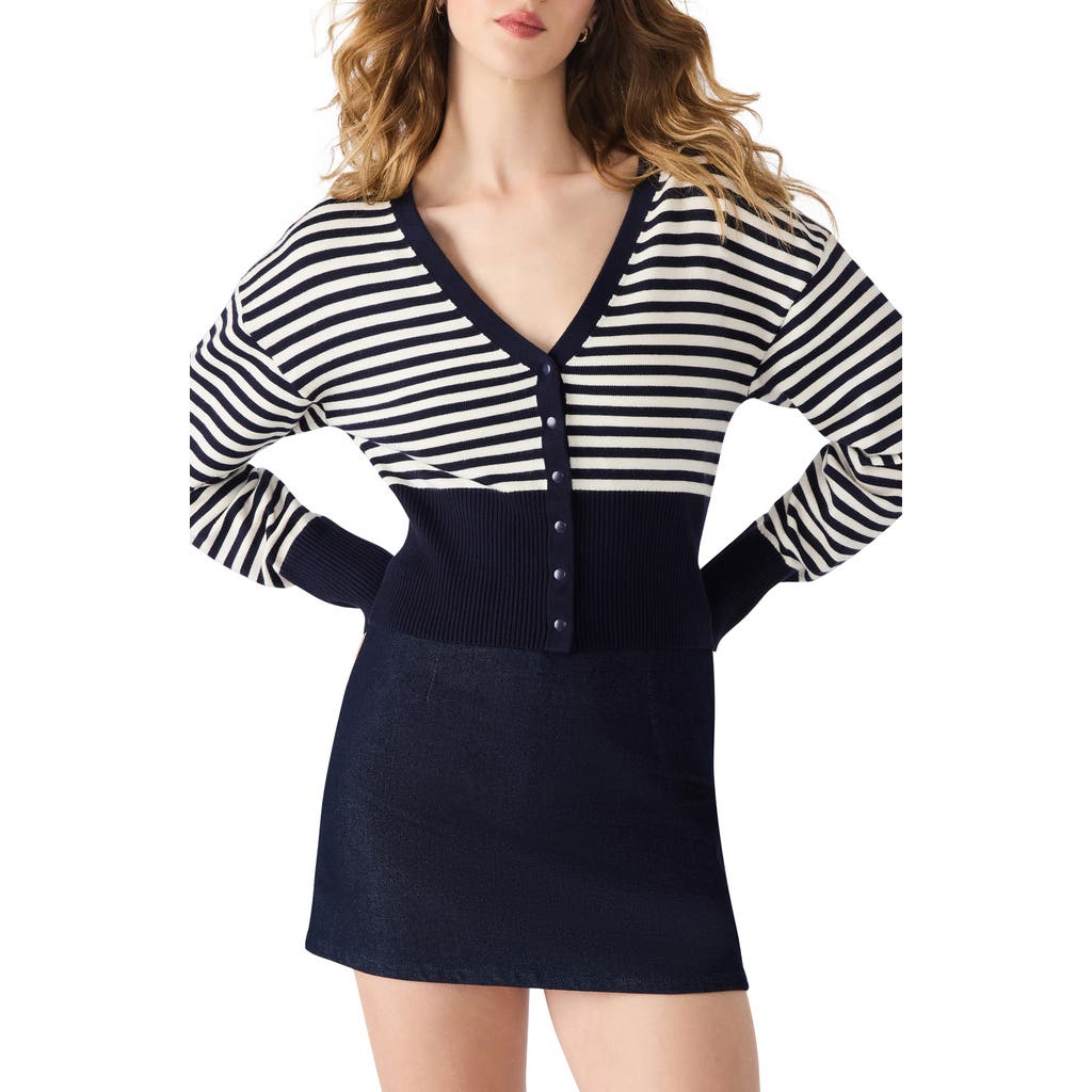 Steve Madden Lauryn Stripe Crop Cardigan In Animal Print