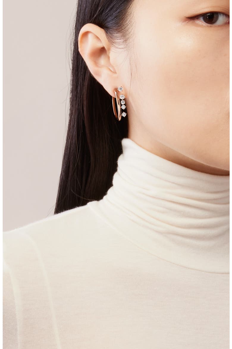 Barre Small Floating Hoop Earrings, Alternate, color, YELLOW GOLD/ DIAMOND