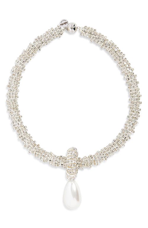 Shop Julietta Faux Pearl Pendant Necklace In Silver