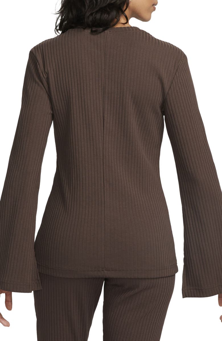 Nike Sportswear Rib Jersey Long Sleeve V-Neck Top, Alternate, color,