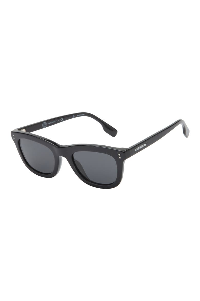 46mm Pillow Rectangular Sunglasses, Main, color, BLACK