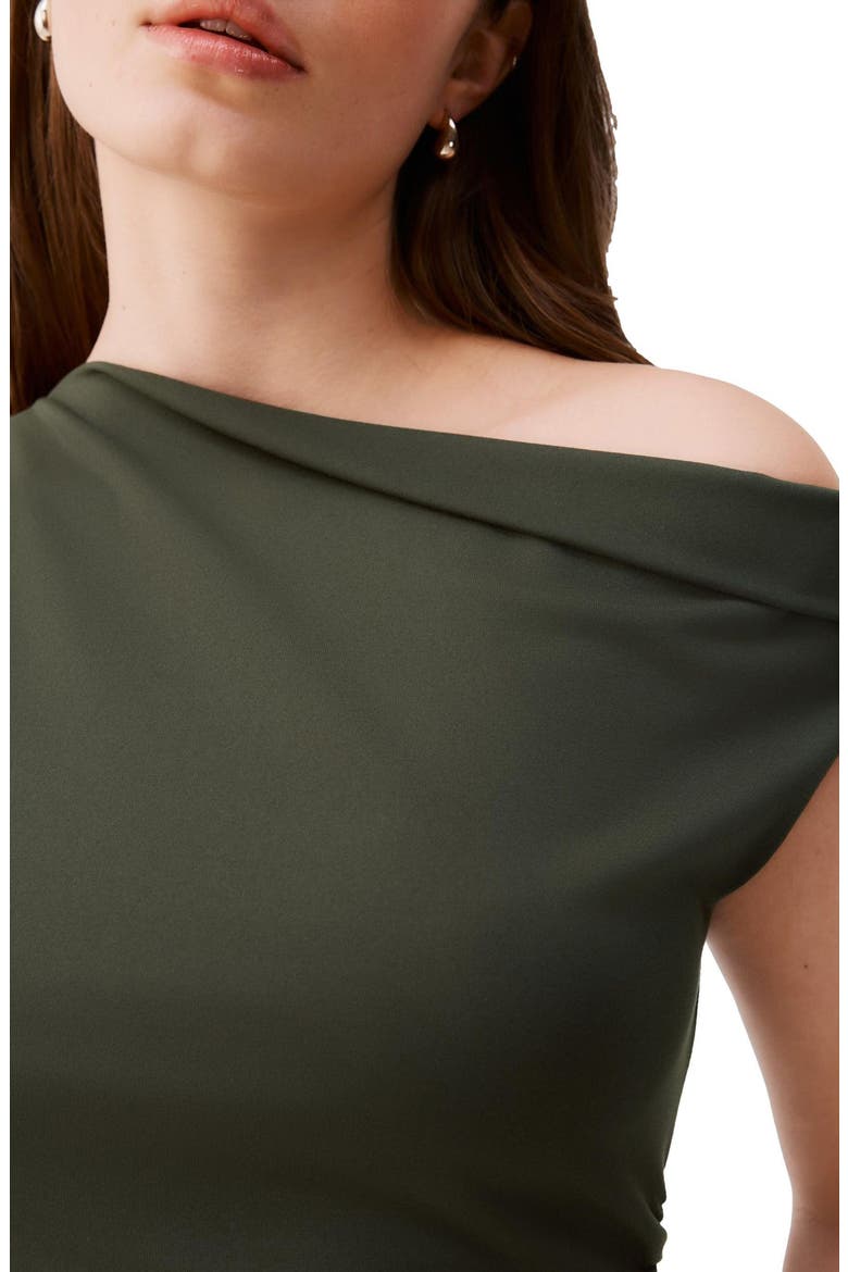 Side Ruched One-Shoulder Top, Alternate, color, GREEN