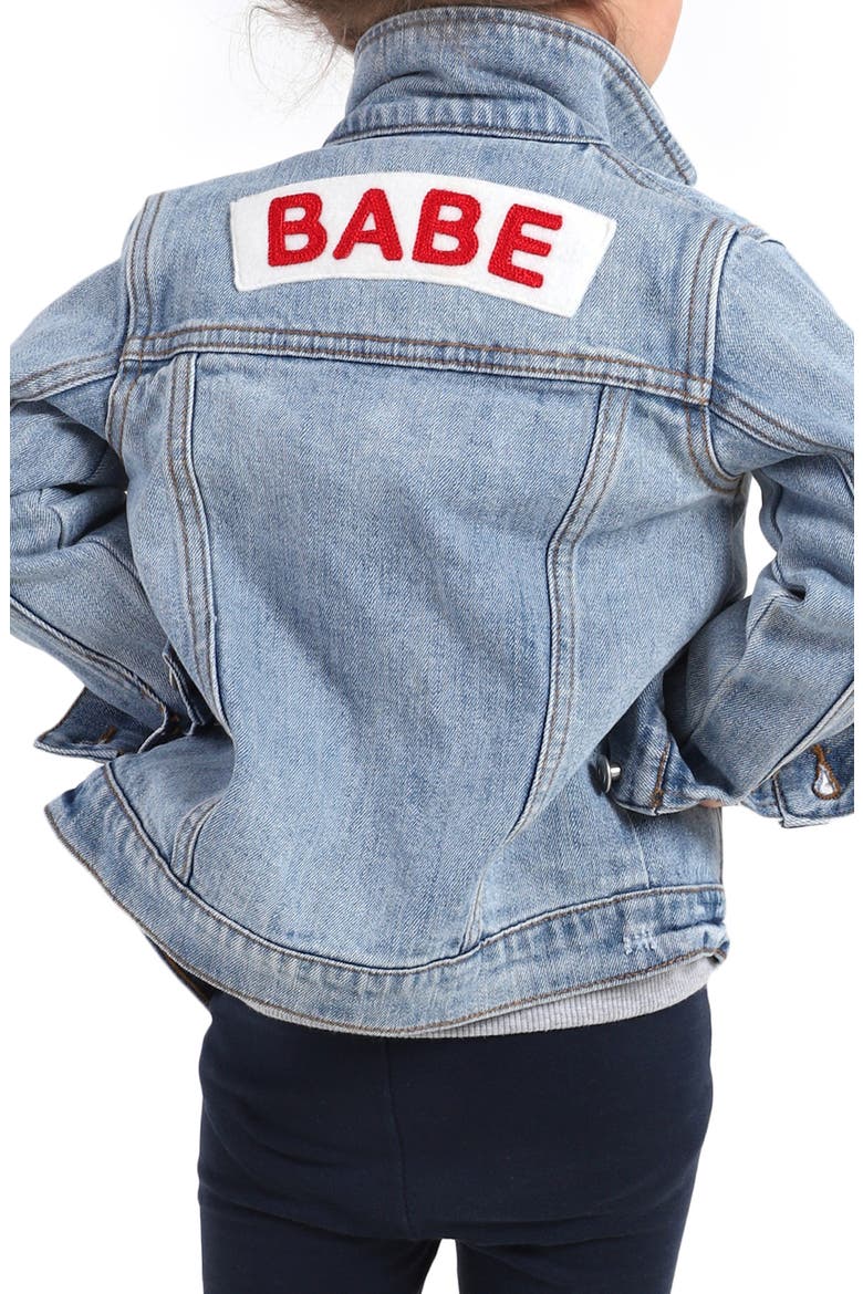 Ingrid & Isabel® Kids' Babe Denim Jacket, Alternate, color, LIGHT WASH