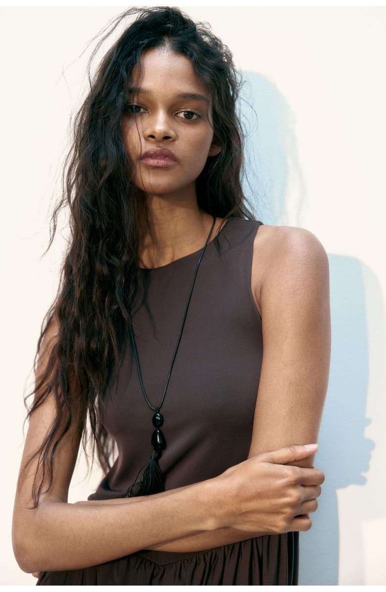 H&M Tulip-skirt Maxi Dress, Alternate, color, Dark Brown