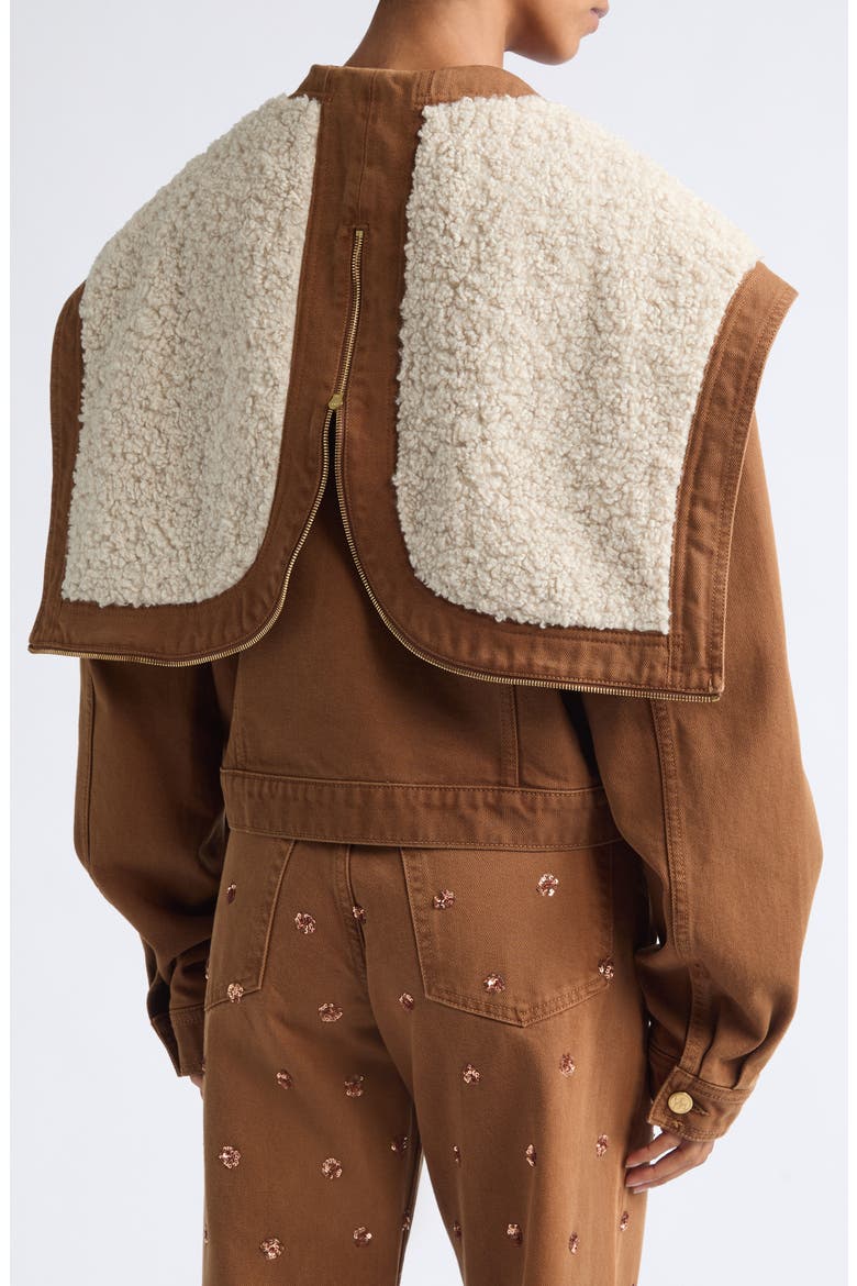 Sybil Faux Shearling Accent Denim Jacket, Alternate, color, TIGRIS