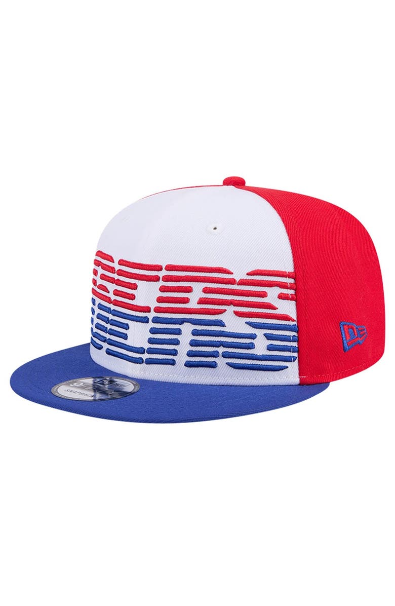 New Era Men's New Era White/Royal Philadelphia 76ers Throwback Gradient Tech Font 9FIFTY Snapback Hat, Alternate, color, White