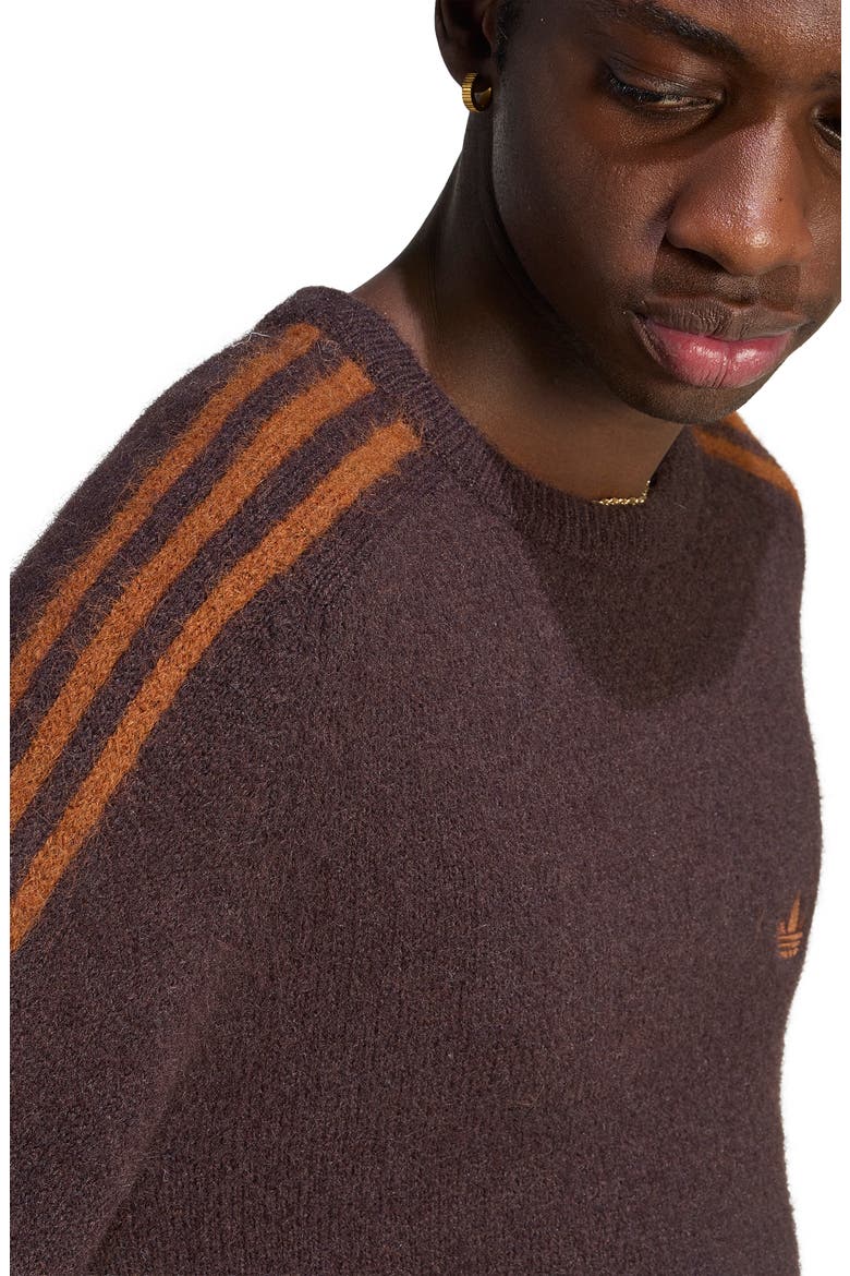3-Stripes Fluffy Knit Sweater, Alternate, color, AURORA COFFEE
