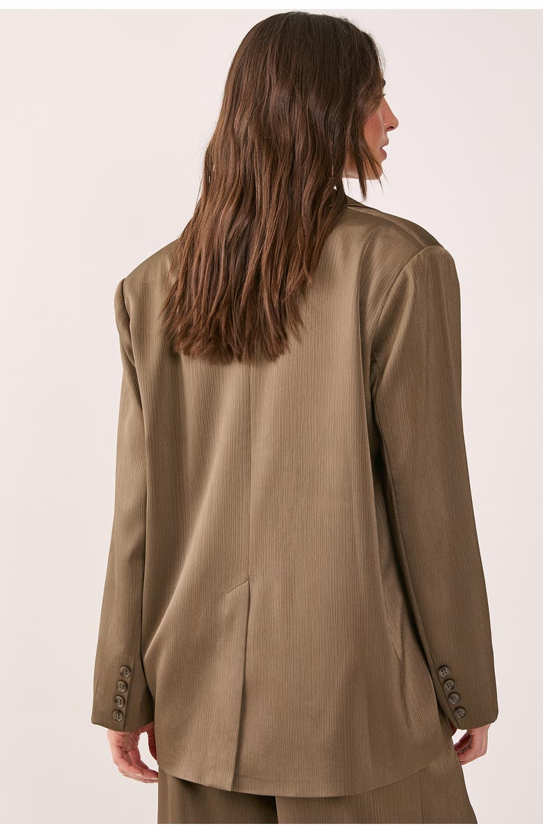 NASTY GAL Satin Pleated Oversized Blazer, Alternate, color, Olive