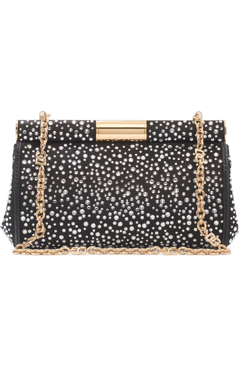 Dolce&Gabbana Marlene Crystal Embellished Satin Shoulder Bag, Alternate, color, Crystal/ Nero