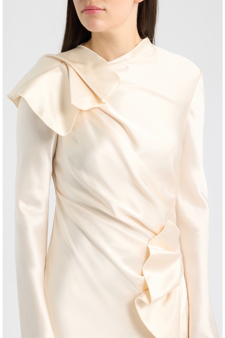 Ramwark Long Sleeve Satin Gown, Alternate, color, PEARL