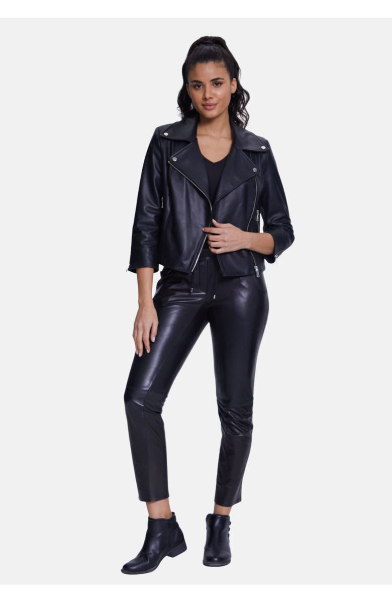 Furniq UK Cordelia Leather Jacket, Alternate, color, Black