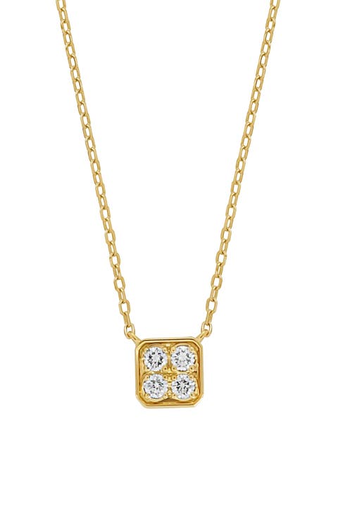 Florentine 18K Yellow Gold Diamond Square Pendant Necklace