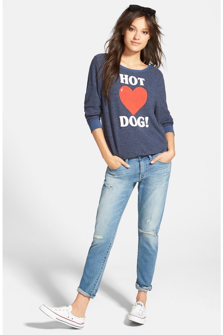'Hot Dog Love - Baggy Beach Jumper' Pullover, Alternate, color, OPIUM BLUE