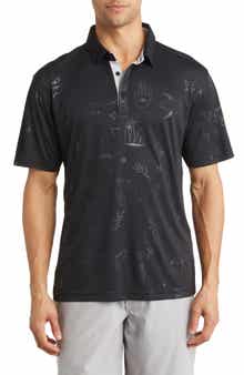 Swannies Brock Doodle Print Piqué Performance Golf Polo