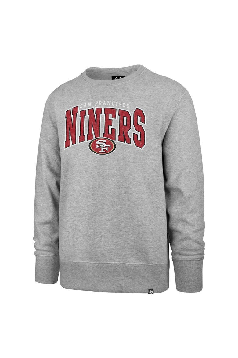 Men's '47 Gray San Francisco 49ers Varsity Block Headline Pullover Sweatshirt, Alternate, color, Gray