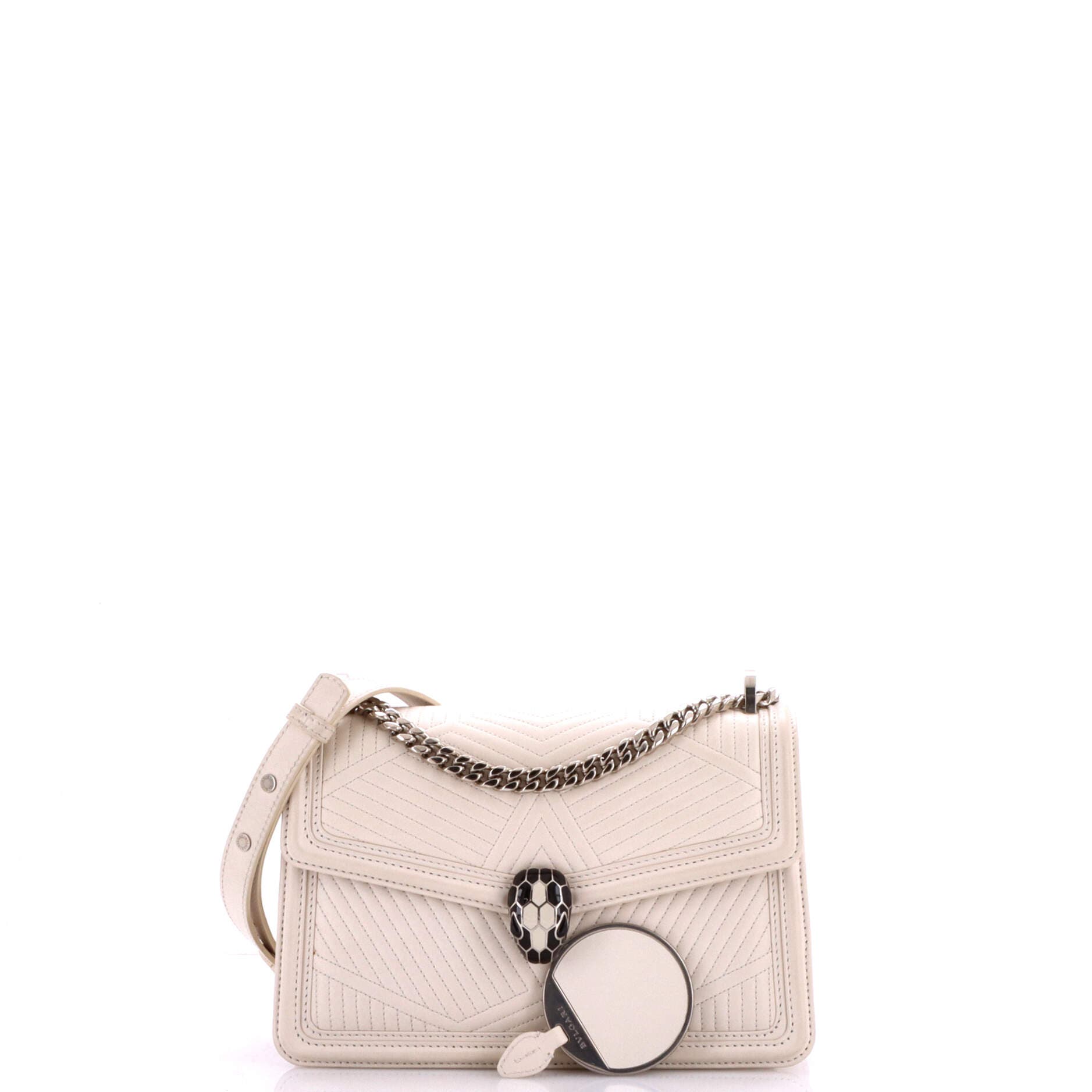 Serpenti Forever Shoulder Bag Quilted Leather Small, Alternate, color, White